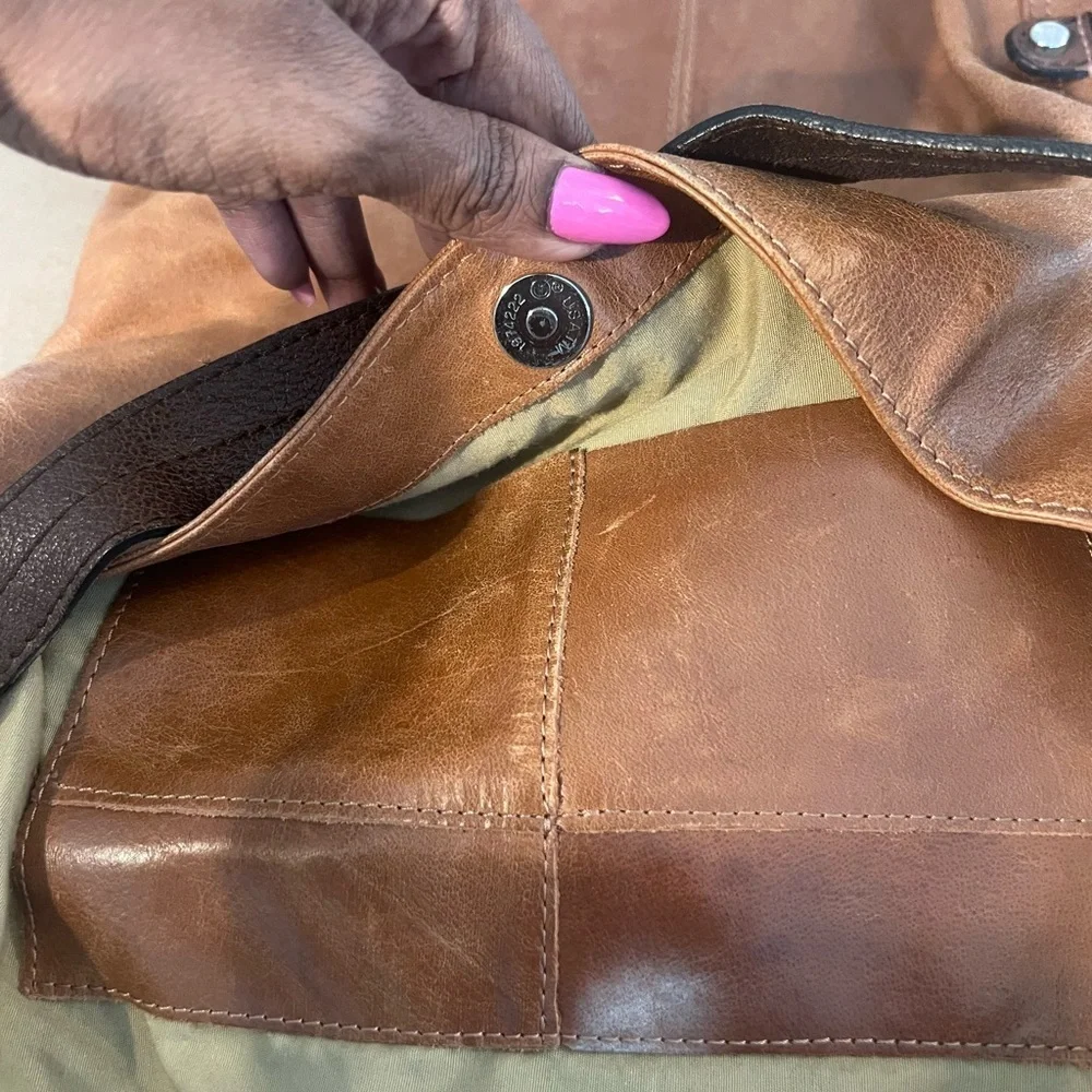 Tano Original Bag Check Bucket Tan Genuine Leather Multiple Pocket Hobo Shoulder